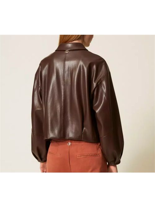 LEATHER EFFECT JACKET TWIN SET | 252TP209000203 COFFEE